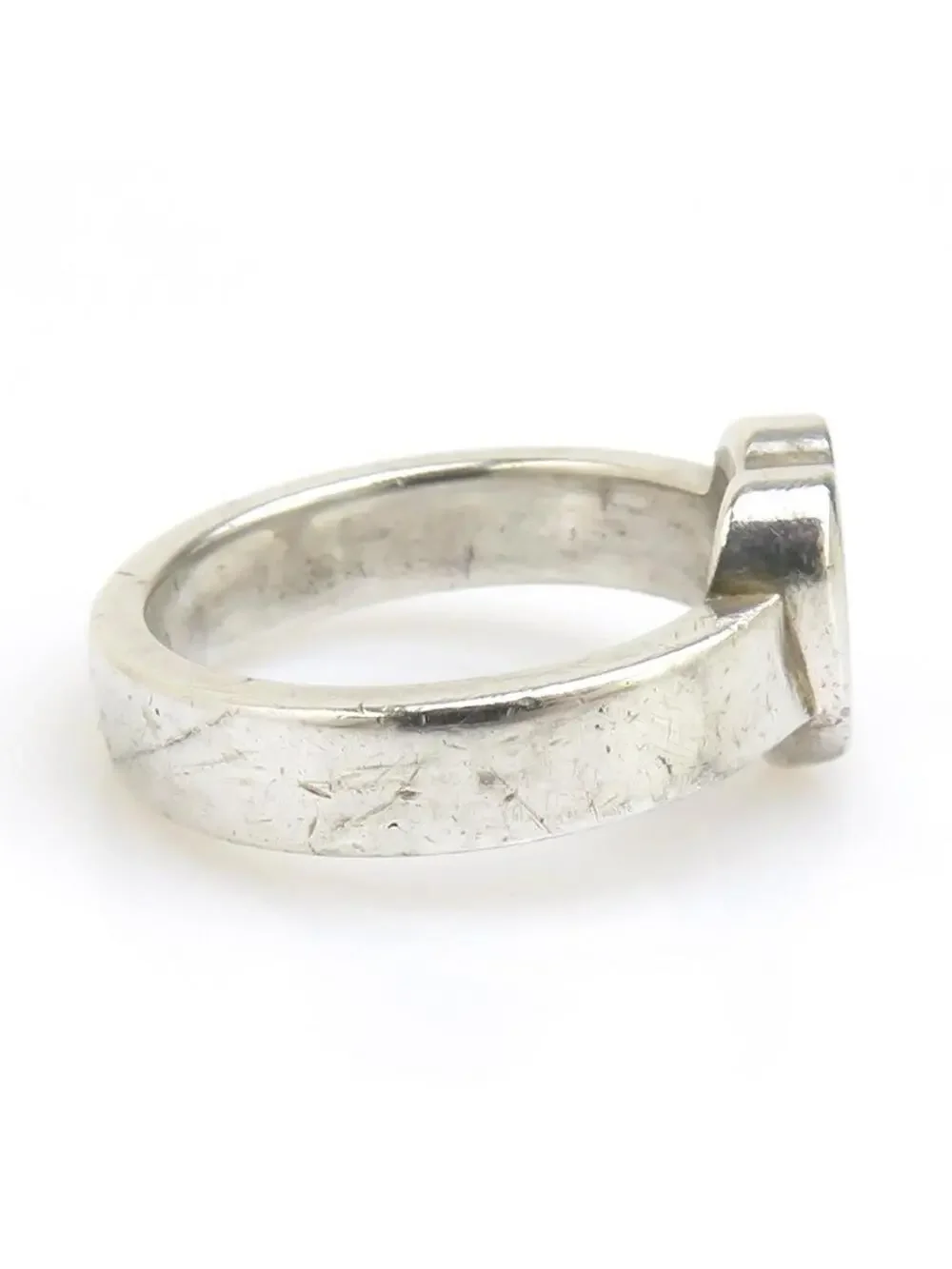 Auth Gucci Heart Motif Ring Silver #302756G10B